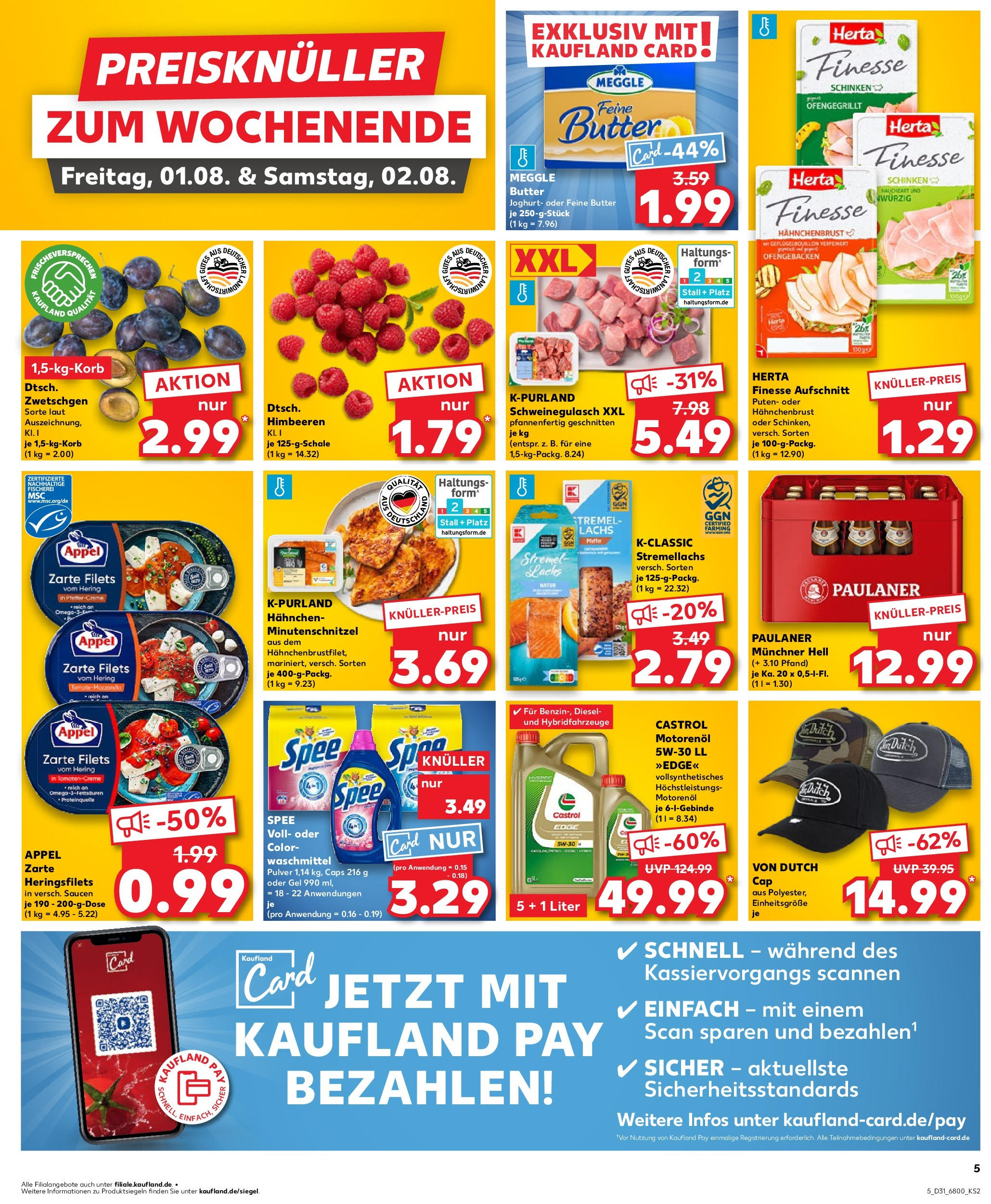 Prospekt Kaufland ab 31.07.2025 » Angebote und Werbung Online | Seite: 5 | Produkte: Schweinegulasch, Joghurt, Schinken, Paulaner Prospekt Kaufland ab 31.07.2025 » Angebote Online zum Blättern | Seite: 5 | Produkte: Schweinegulasch, Joghurt, Schinken, Paulaner