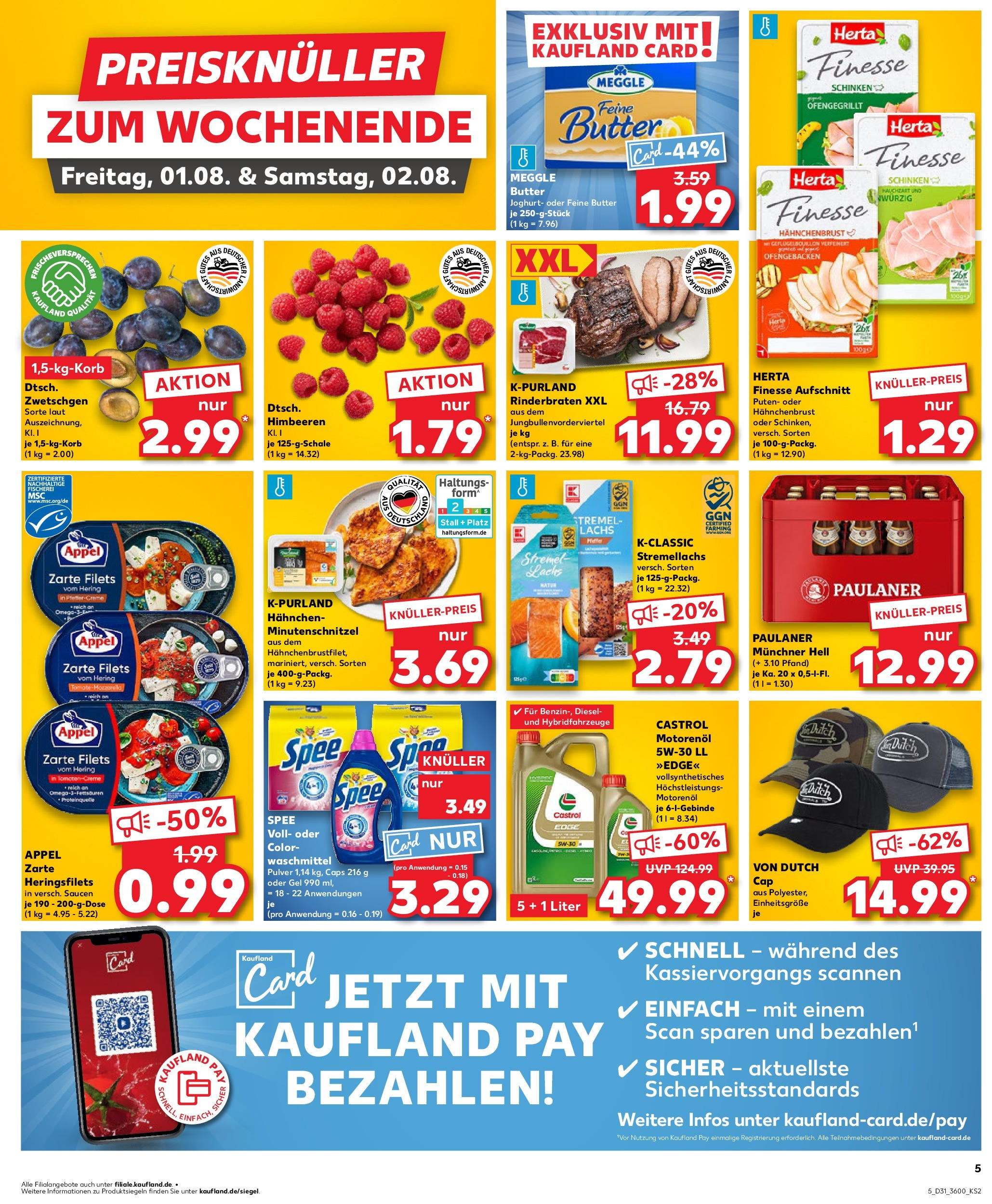 Prospekt Kaufland ab 31.07.2025 » Angebote und Werbung Online | Seite: 5 | Produkte: Hahnchen, Schnitzel, Spee, Hahnchenbrust Prospekt Kaufland ab 31.07.2025 » Angebote Online zum Blättern | Seite: 5 | Produkte: Hahnchen, Schnitzel, Spee, Hahnchenbrust