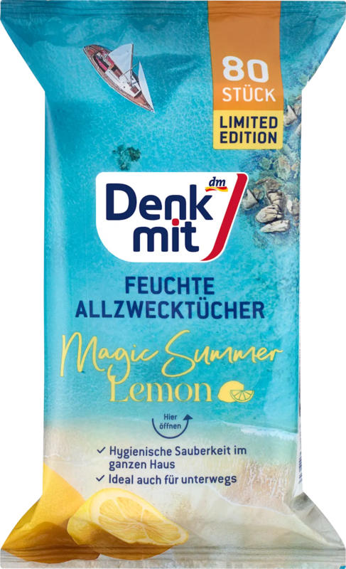 Denkmit Feuchte Allzwecktücher Lemon