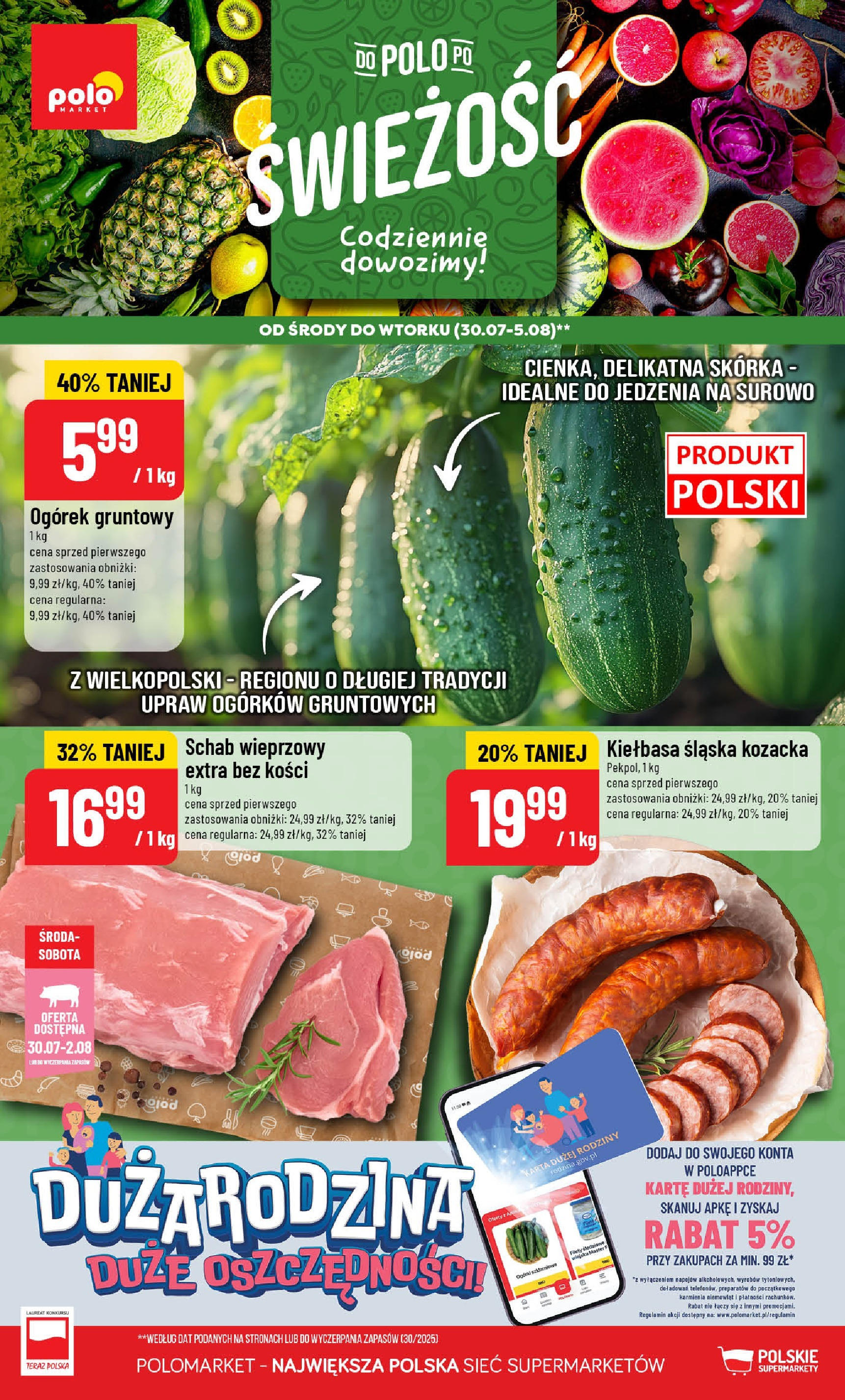 POLOmarket gazetka od jutra (30.07.2025) | Nowa PDF | Strona: 1 | Produkty: Kiełbasa, Karta, Schab wieprzowy, Kiełbasa śląska POLOmarket gazetka od jutra (30.07.2025) - Nowa PDF | Strona: 1 | Produkty: Kiełbasa, Karta, Schab wieprzowy, Kiełbasa śląska