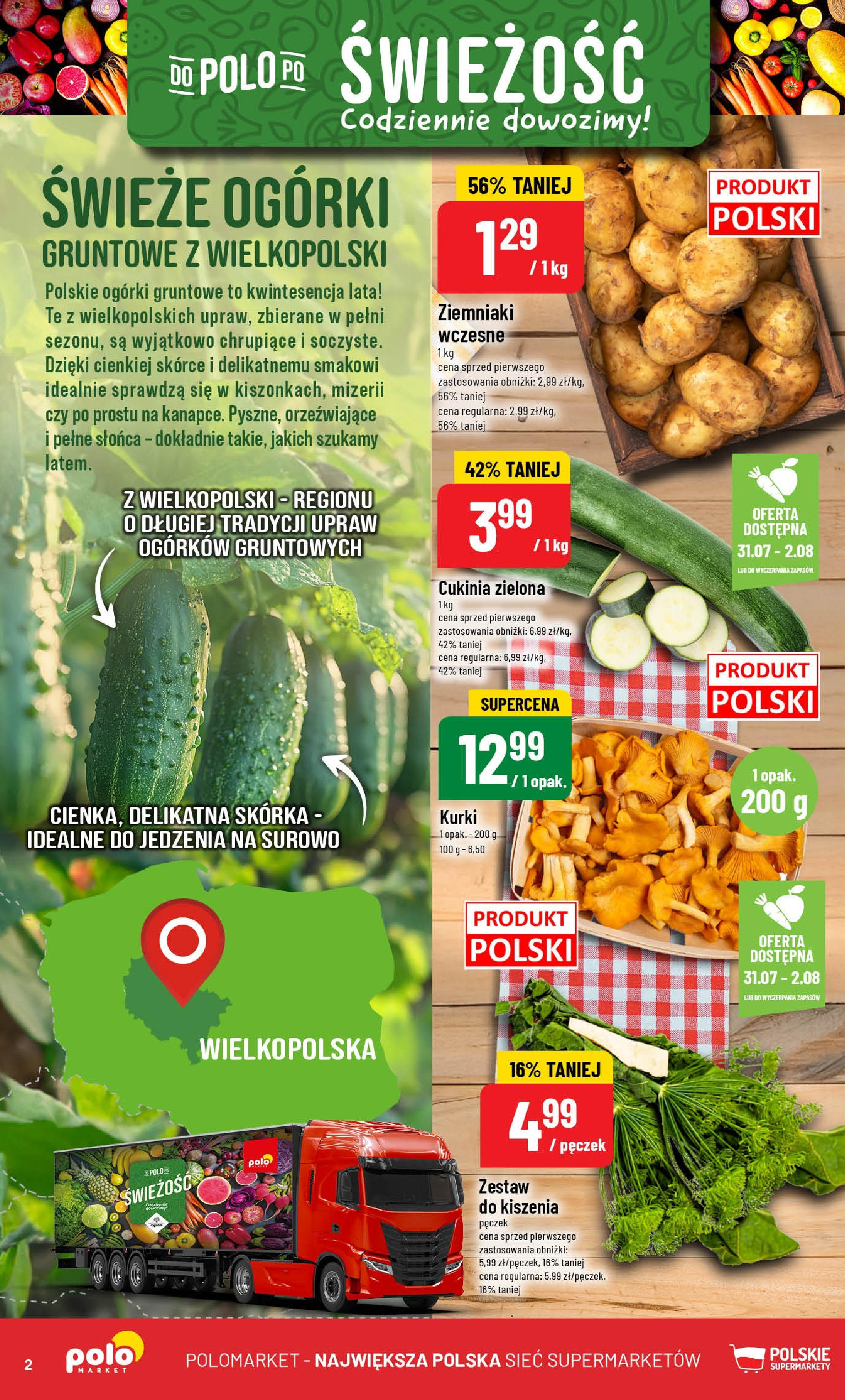 POLOmarket gazetka od jutra (30.07.2025) | Nowa PDF | Strona: 2 | Produkty: Cukinia, Ogórki, Ogórki gruntowe, Ziemniaki POLOmarket gazetka od jutra (30.07.2025) - Nowa PDF | Strona: 2 | Produkty: Cukinia, Ogórki, Ogórki gruntowe, Ziemniaki