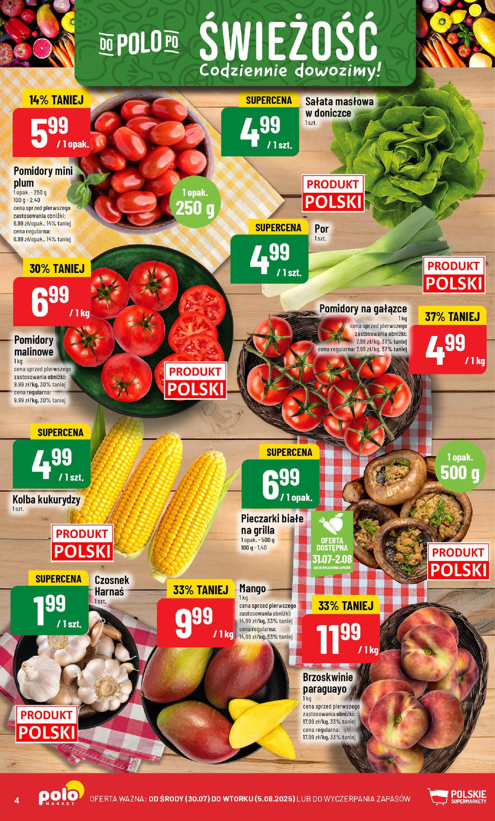 POLOmarket gazetka od jutra (30.07.2025) | Nowa PDF | Strona: 4 | Produkty: Mango, Czosnek, Pieczarki, Pieczarki białe POLOmarket gazetka od jutra (30.07.2025) - Nowa PDF | Strona: 4 | Produkty: Mango, Czosnek, Pieczarki, Pieczarki białe