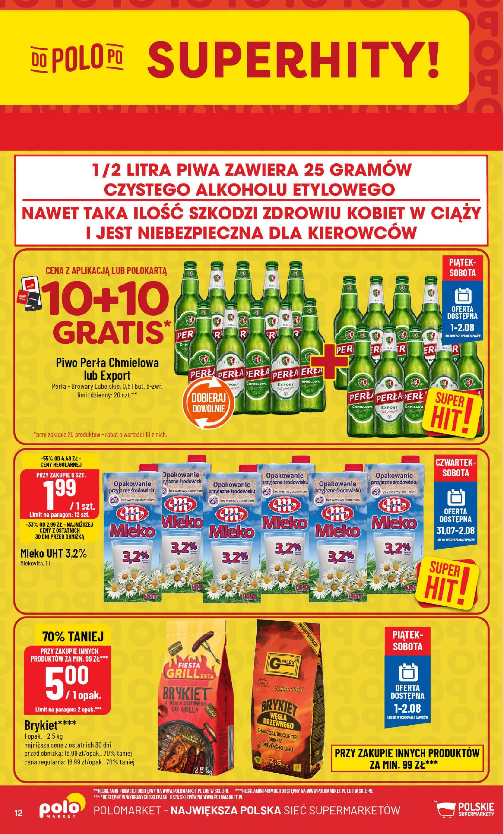 POLOmarket gazetka od jutra (30.07.2025) | Nowa PDF | Strona: 12 | Produkty: Piwo perła, Mleko, Piwo POLOmarket gazetka od jutra (30.07.2025) - Nowa PDF | Strona: 12 | Produkty: Piwo perła, Mleko, Piwo