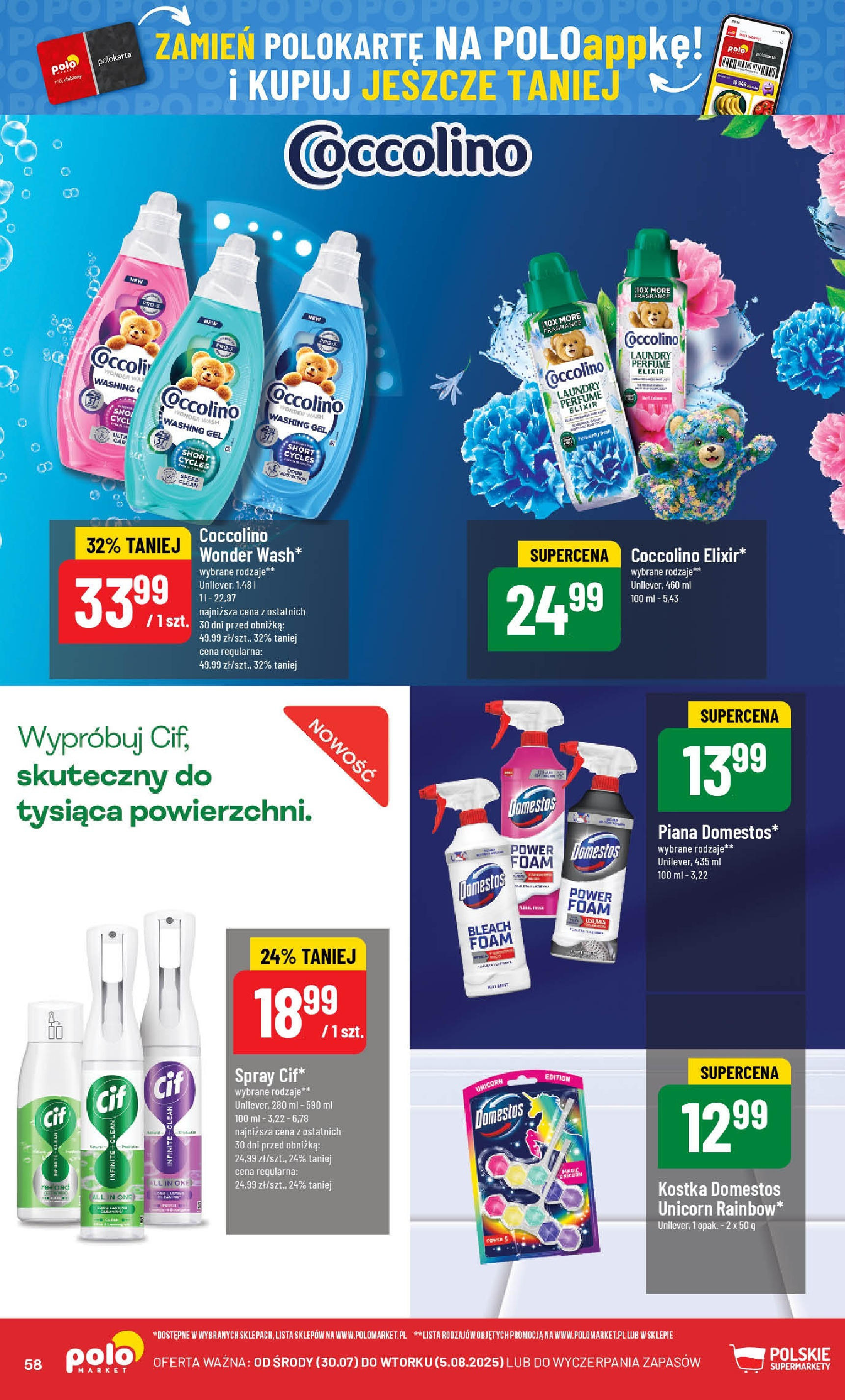 POLOmarket gazetka od jutra (30.07.2025) | Nowa PDF | Strona: 58 | Produkty: Coccolino, Domestos POLOmarket gazetka od jutra (30.07.2025) - Nowa PDF | Strona: 58 | Produkty: Coccolino, Domestos
