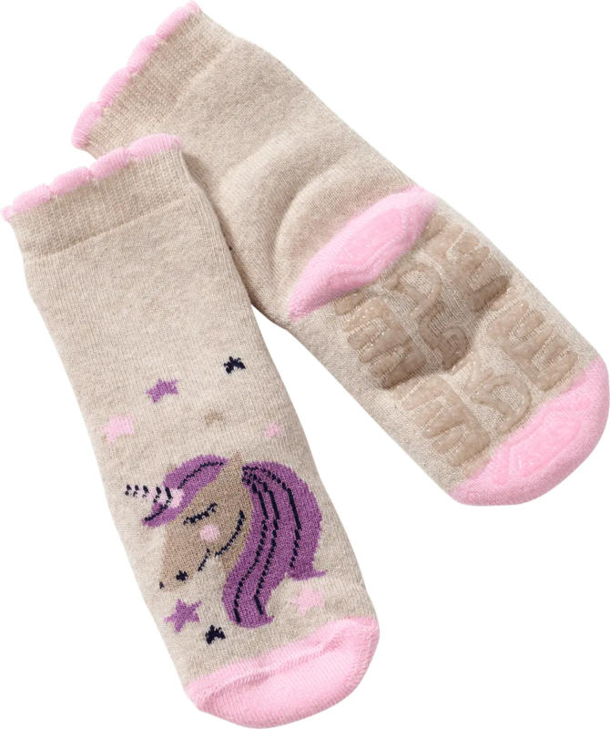 ALANA Stoppersocken mit Einhorn-Muster, beige & rosa, Gr. 23/24