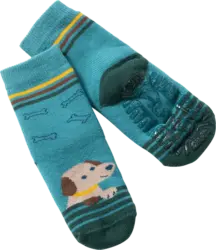 ALANA Stoppersocken mit Hunde-Motiv, grün & blau, Gr. 19/20