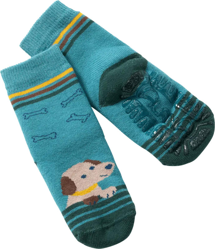 ALANA Stoppersocken mit Hunde-Motiv, grün & blau, Gr. 23/24