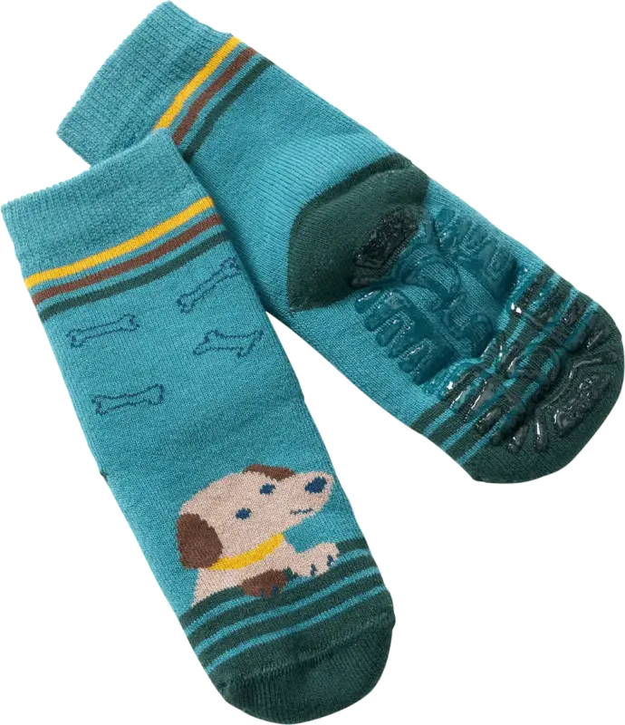 ALANA Stoppersocken mit Hunde-Motiv, grün & blau, Gr. 23/24