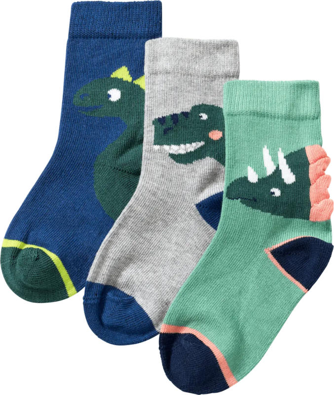 ALANA Socken mit 3D-Dino-Applikation, grün + blau, Gr. 19/22