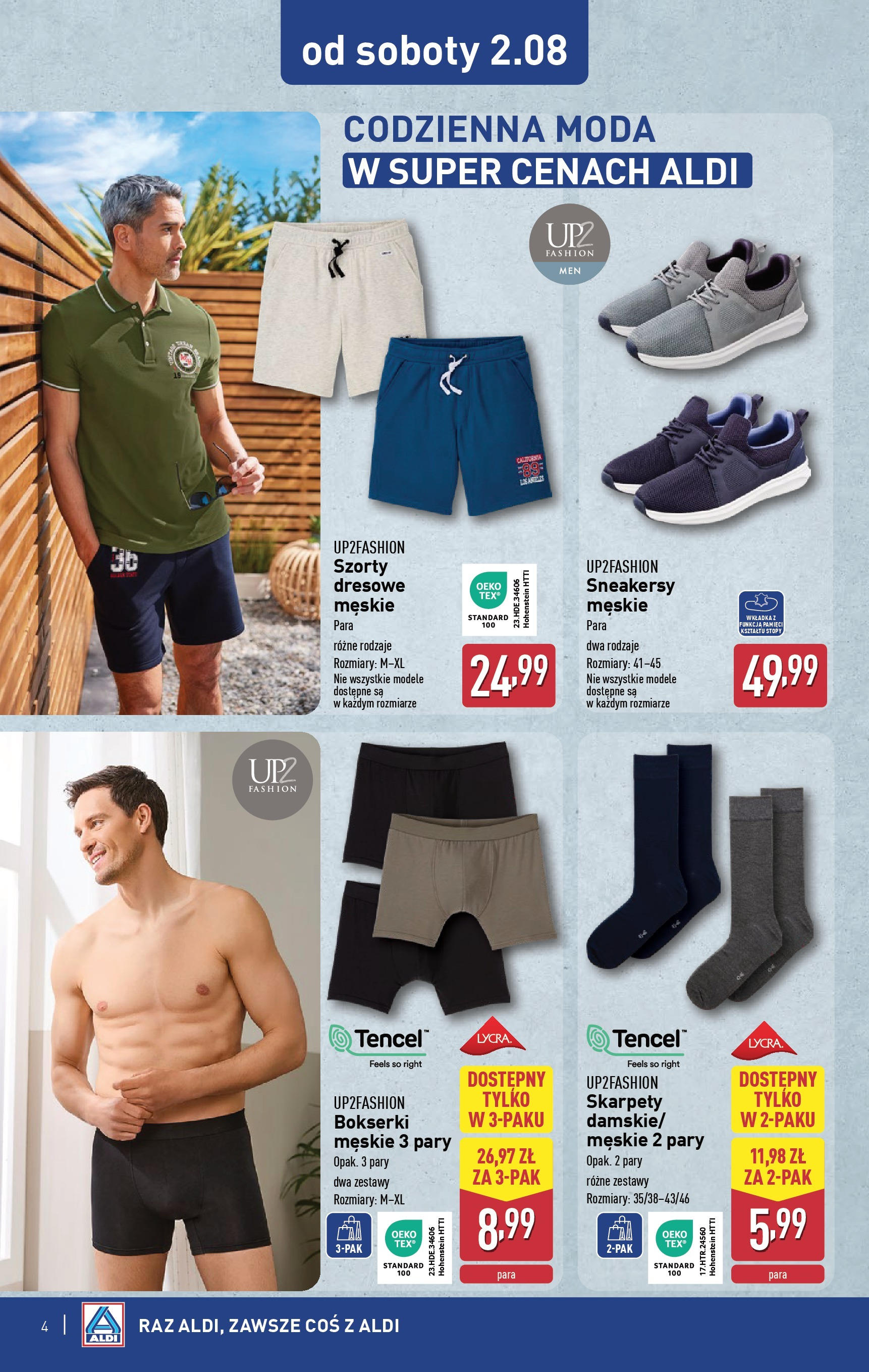 Aldi Gazetka - Hity od Soboty od 01.08.2025 | Nowa PDF gazetka | Strona: 4 | Produkty: Szorty, Skarpety, Bokserki Aldi Gazetka - Hity od Soboty od 01.08.2025 - Ulotka PDF, promocje | Strona: 4 | Produkty: Szorty, Skarpety, Bokserki