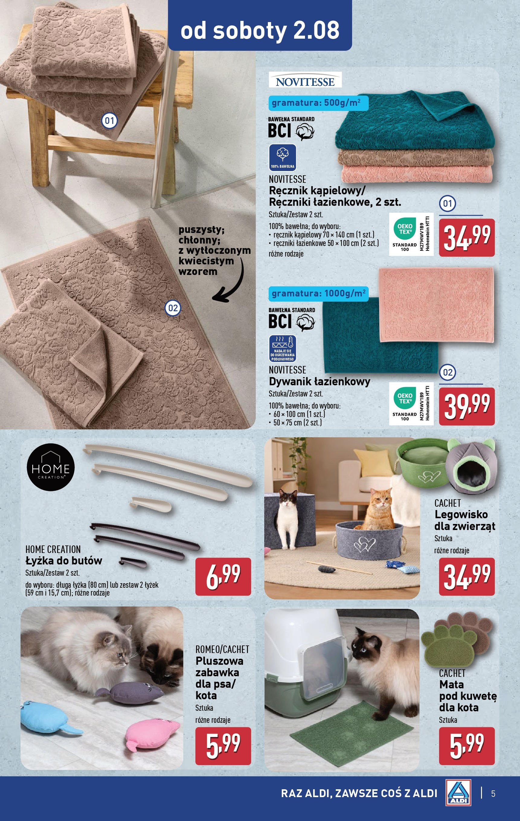 Aldi Gazetka - Hity od Soboty od 01.08.2025 | Nowa PDF gazetka | Strona: 5 | Produkty: Dywanik łazienkowy Aldi Gazetka - Hity od Soboty od 01.08.2025 - Ulotka PDF, promocje | Strona: 5 | Produkty: Dywanik łazienkowy
