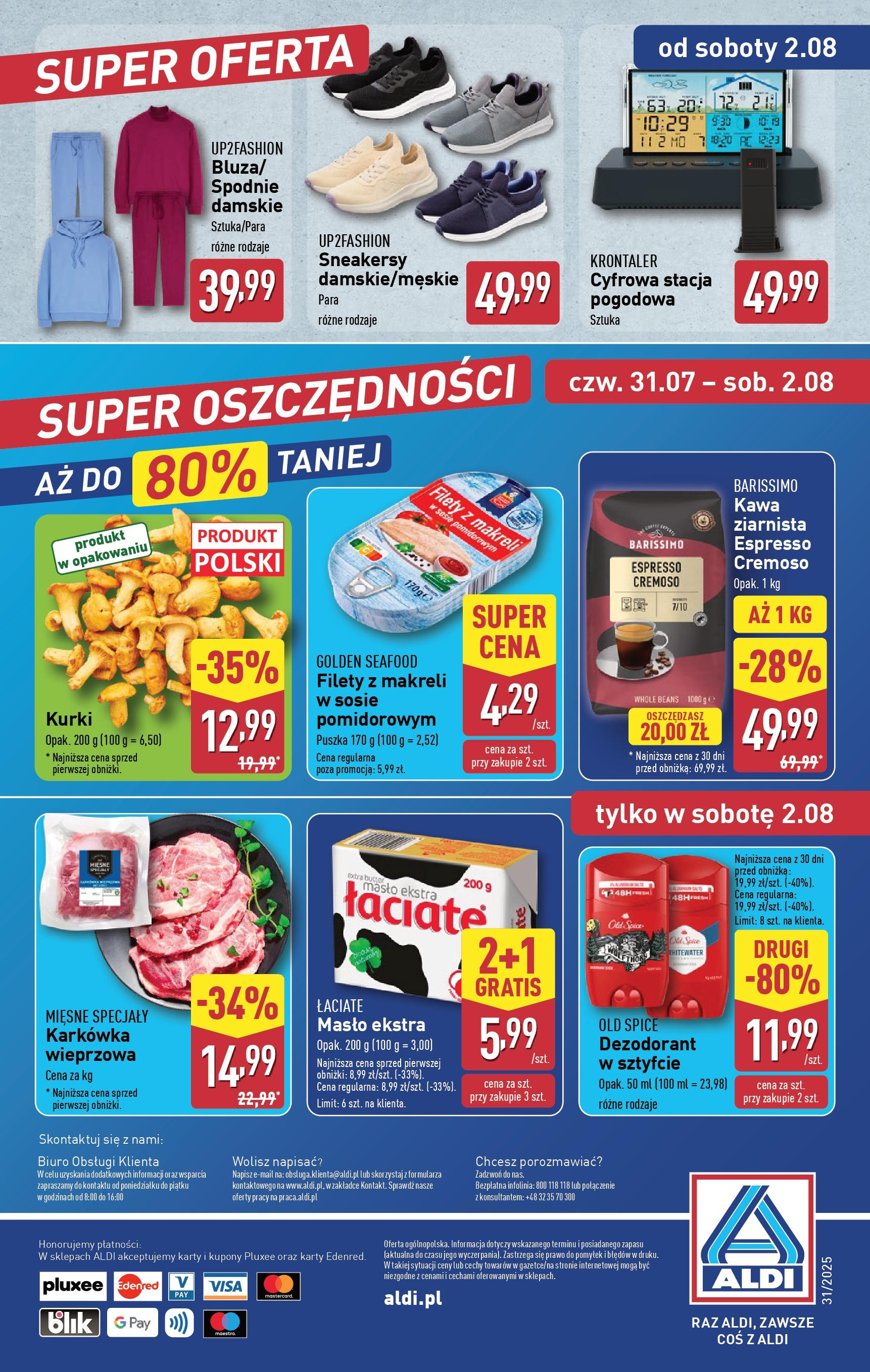 Aldi Gazetka - Hity od Soboty od 01.08.2025 | Nowa PDF gazetka | Strona: 7 | Produkty: Spodnie, Masło, Kawa, Old spice Aldi Gazetka - Hity od Soboty od 01.08.2025 - Ulotka PDF, promocje | Strona: 7 | Produkty: Spodnie, Masło, Kawa, Old spice