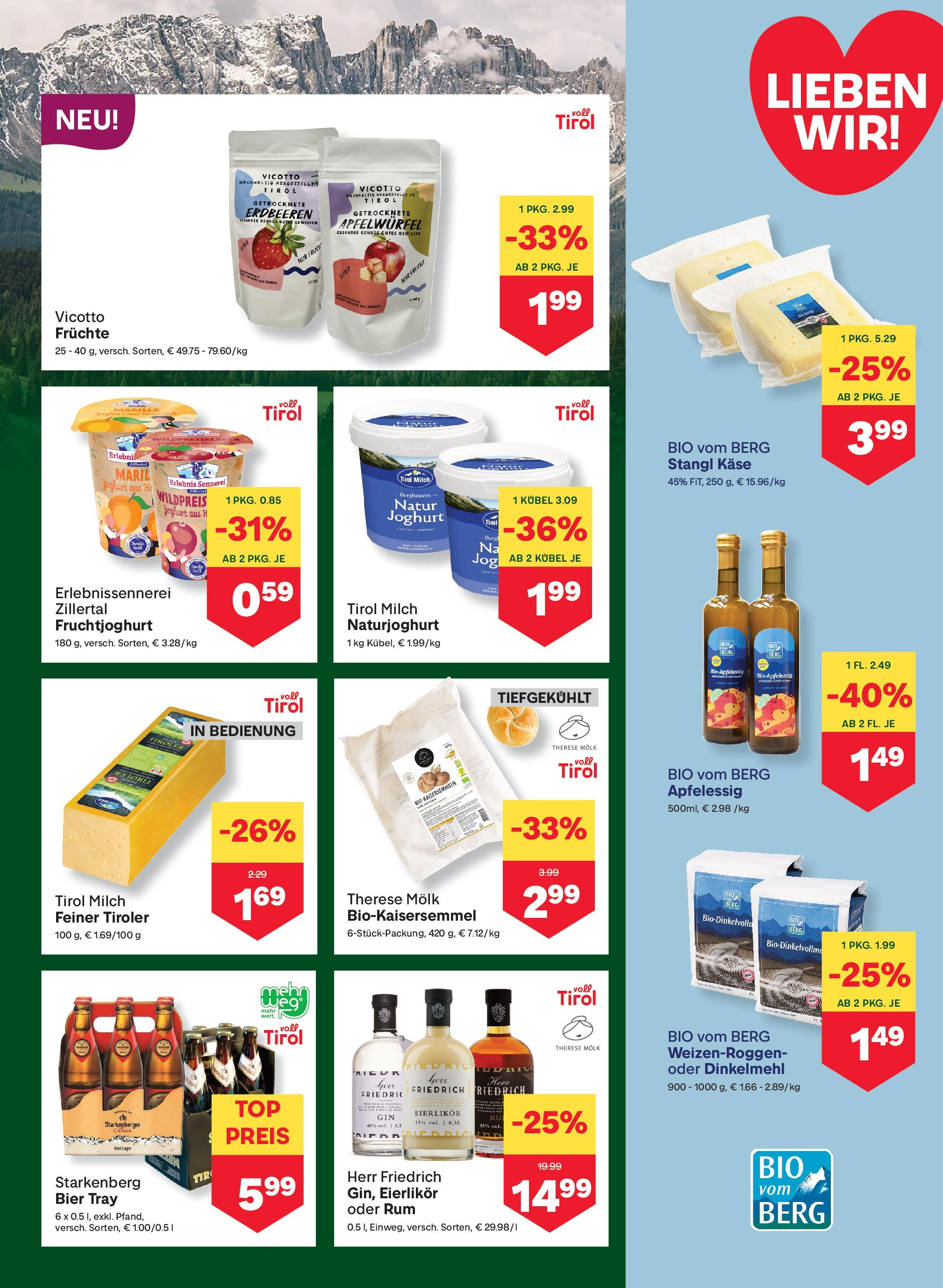 MPREIS St.Gallenkirch von 07.08.2025 - Aktuelle Angebote | Seite: 7 | Produkte: Erdbeeren, Käse, Joghurt, Bier