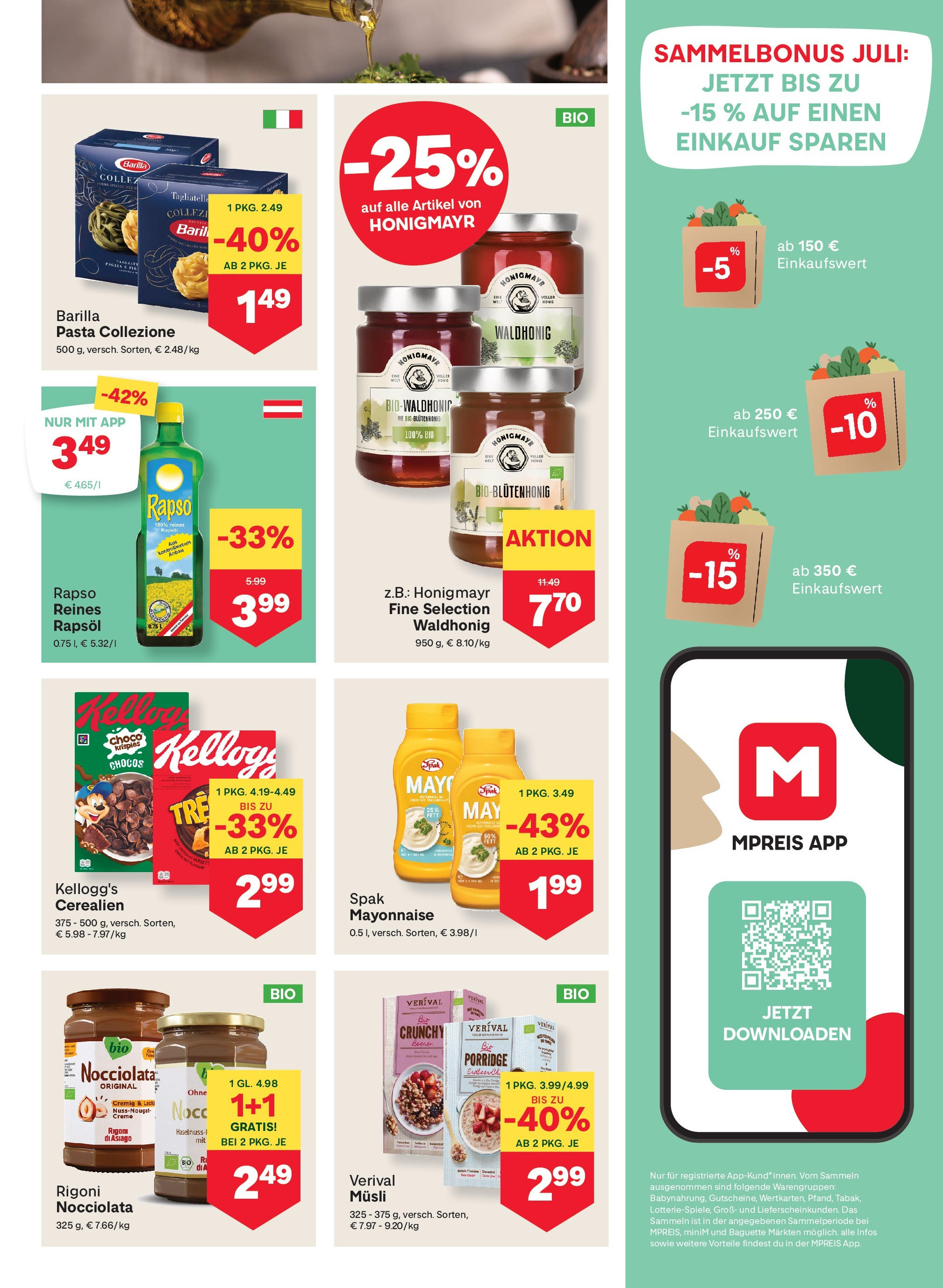MPREIS St.Gallenkirch von 07.08.2025 - Aktuelle Angebote | Seite: 9 | Produkte: Pasta, Mayonnaise, Jääkaappipakastin, Creme