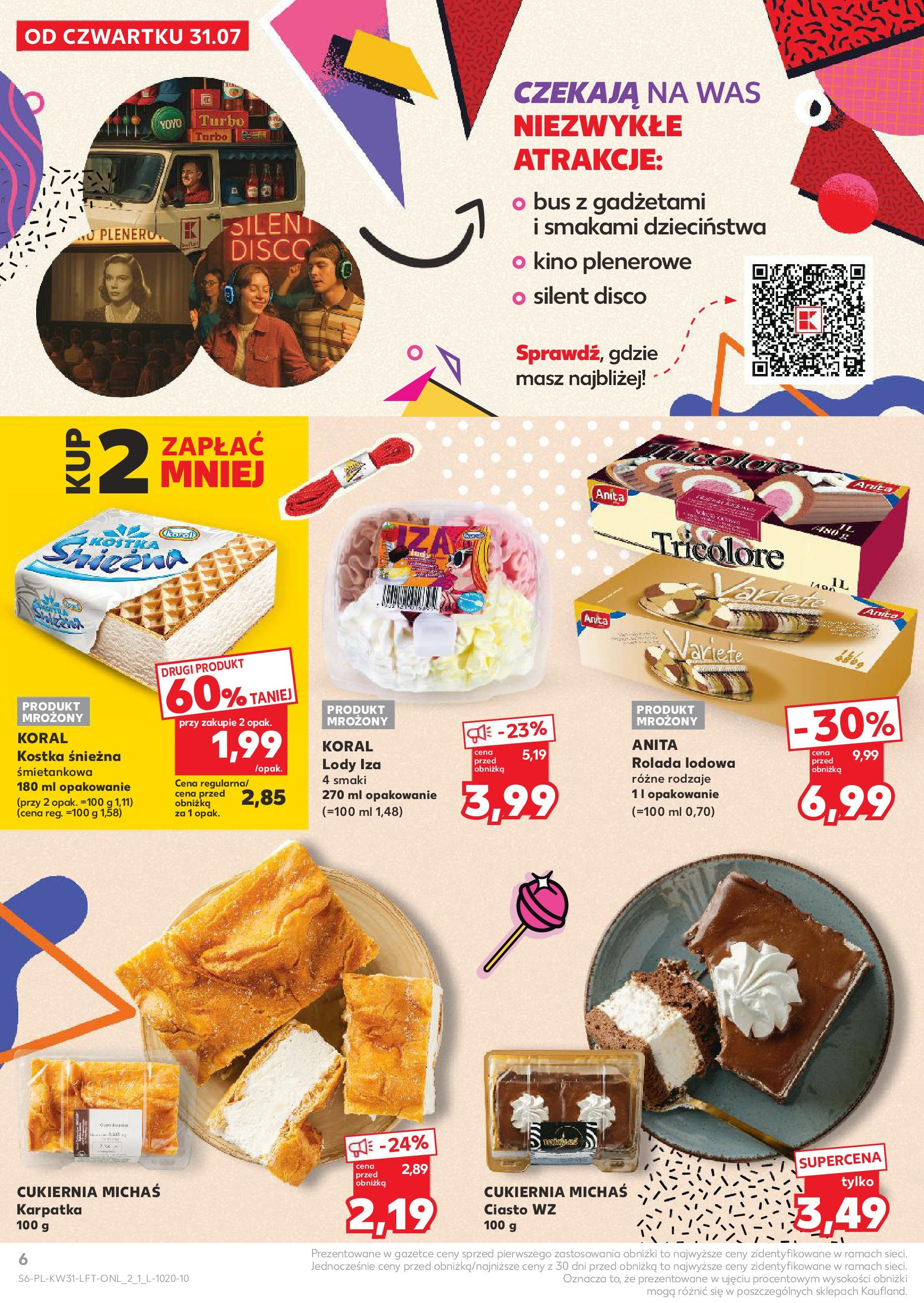 Kaufland gazetka od 31.07.2025 - od jutra PDF | Strona: 6 | Produkty: Rolada, Ciasto, Rolada lodowa, Lody
