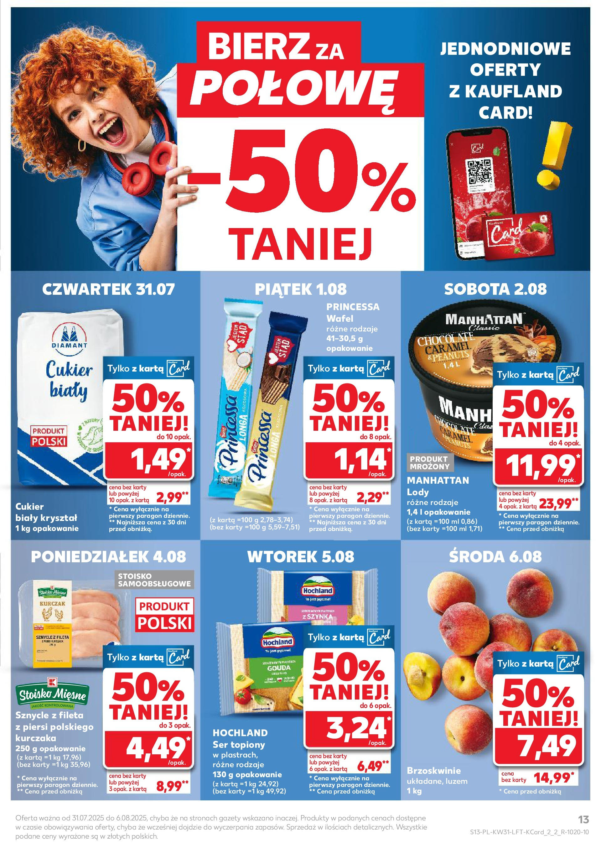 Kaufland gazetka od 31.07.2025 - od jutra PDF | Strona: 13 | Produkty: Piersi, Ser, Brzoskwinie, Lody