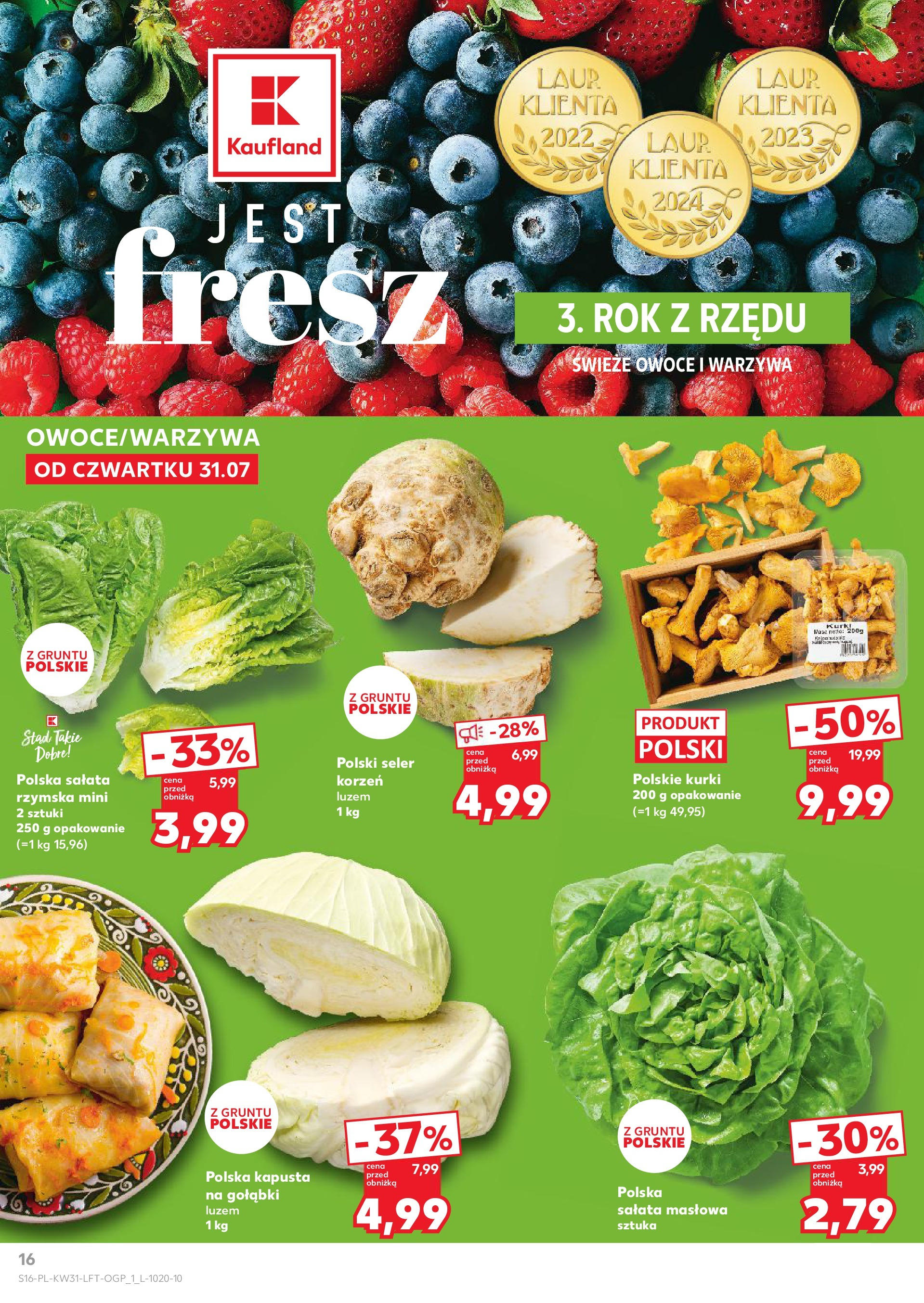 Kaufland gazetka od 31.07.2025 - od jutra PDF | Strona: 16 | Produkty: Kapusta, Warzywa, Owoce