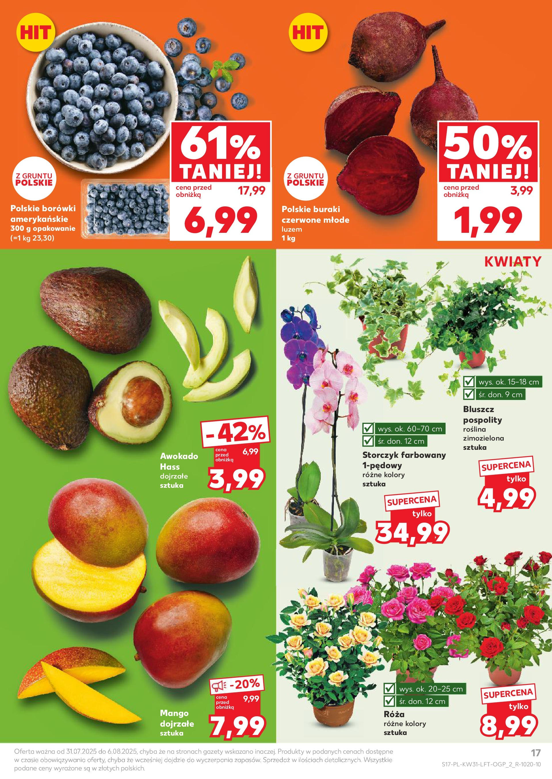 Kaufland gazetka od 31.07.2025 - od jutra PDF | Strona: 17 | Produkty: Mango, Buraki, Storczyk, Kwiaty