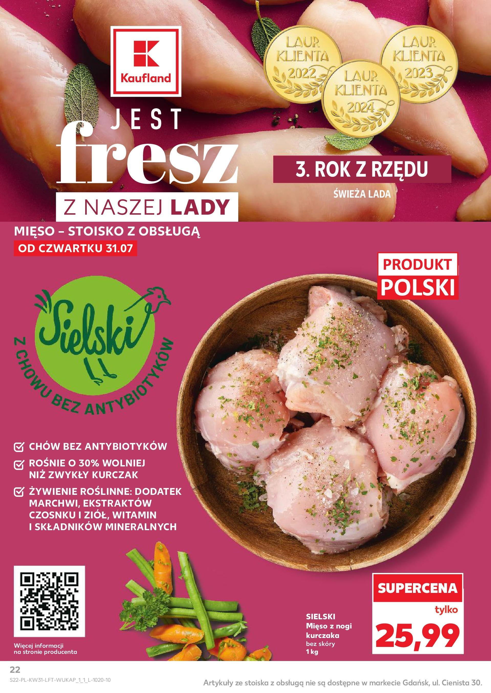 Kaufland gazetka od 31.07.2025 - od jutra PDF | Strona: 22 | Produkty: Kurczak, Mięso