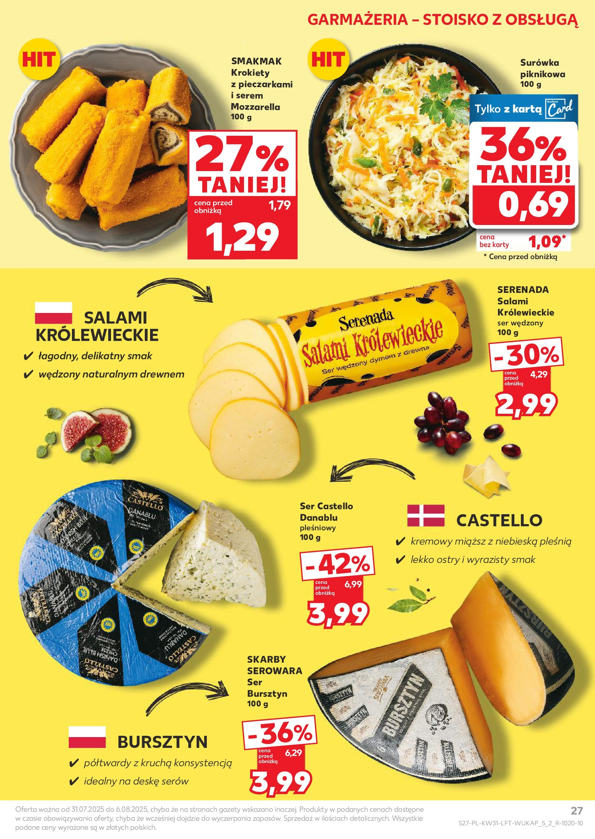 Kaufland gazetka od 31.07.2025 - od jutra PDF | Strona: 27 | Produkty: Karta, Krokiety, Ser, Mozzarella