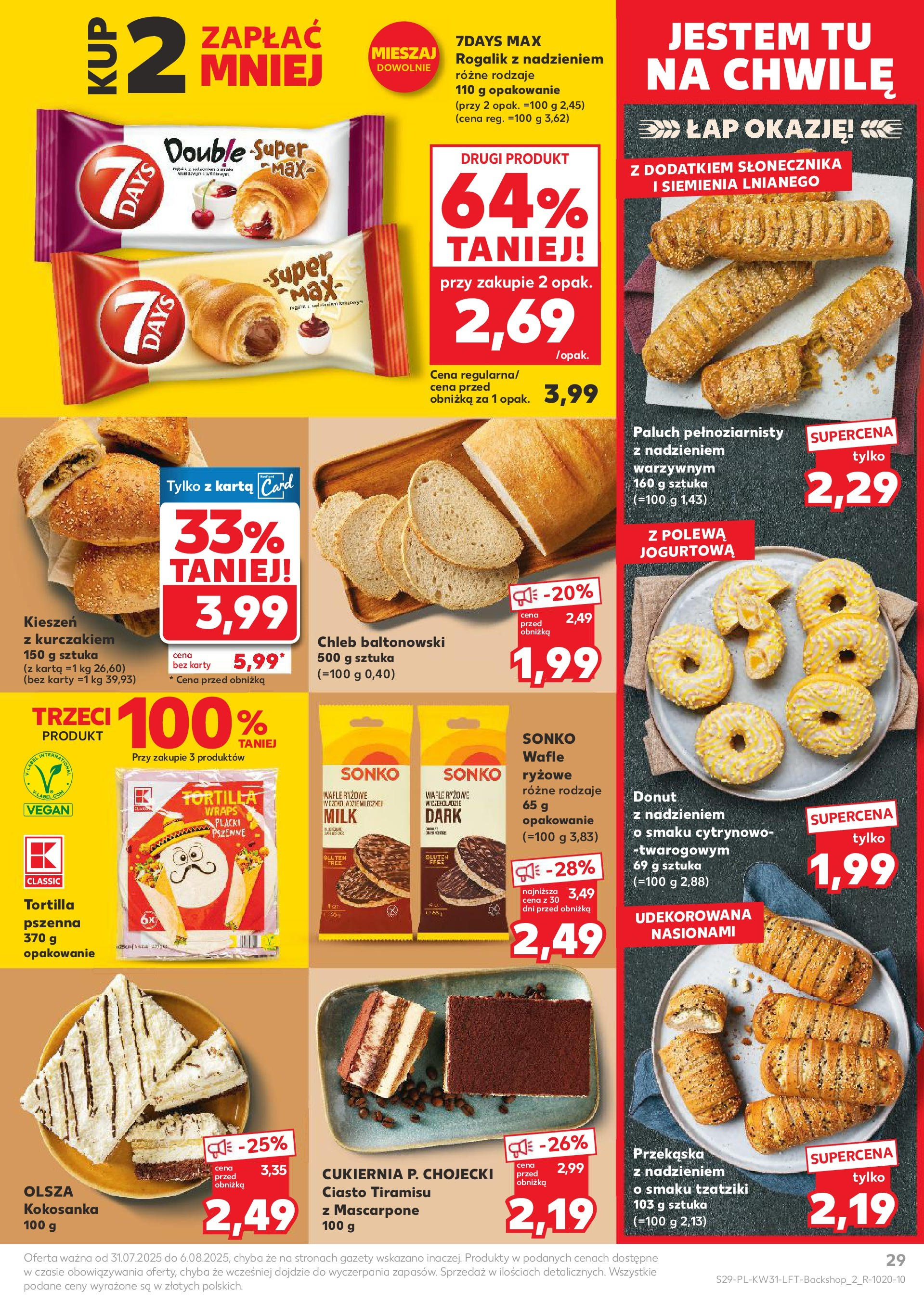 Kaufland gazetka od 31.07.2025 - od jutra PDF | Strona: 29 | Produkty: Karta, Donut, Mascarpone, Chleb