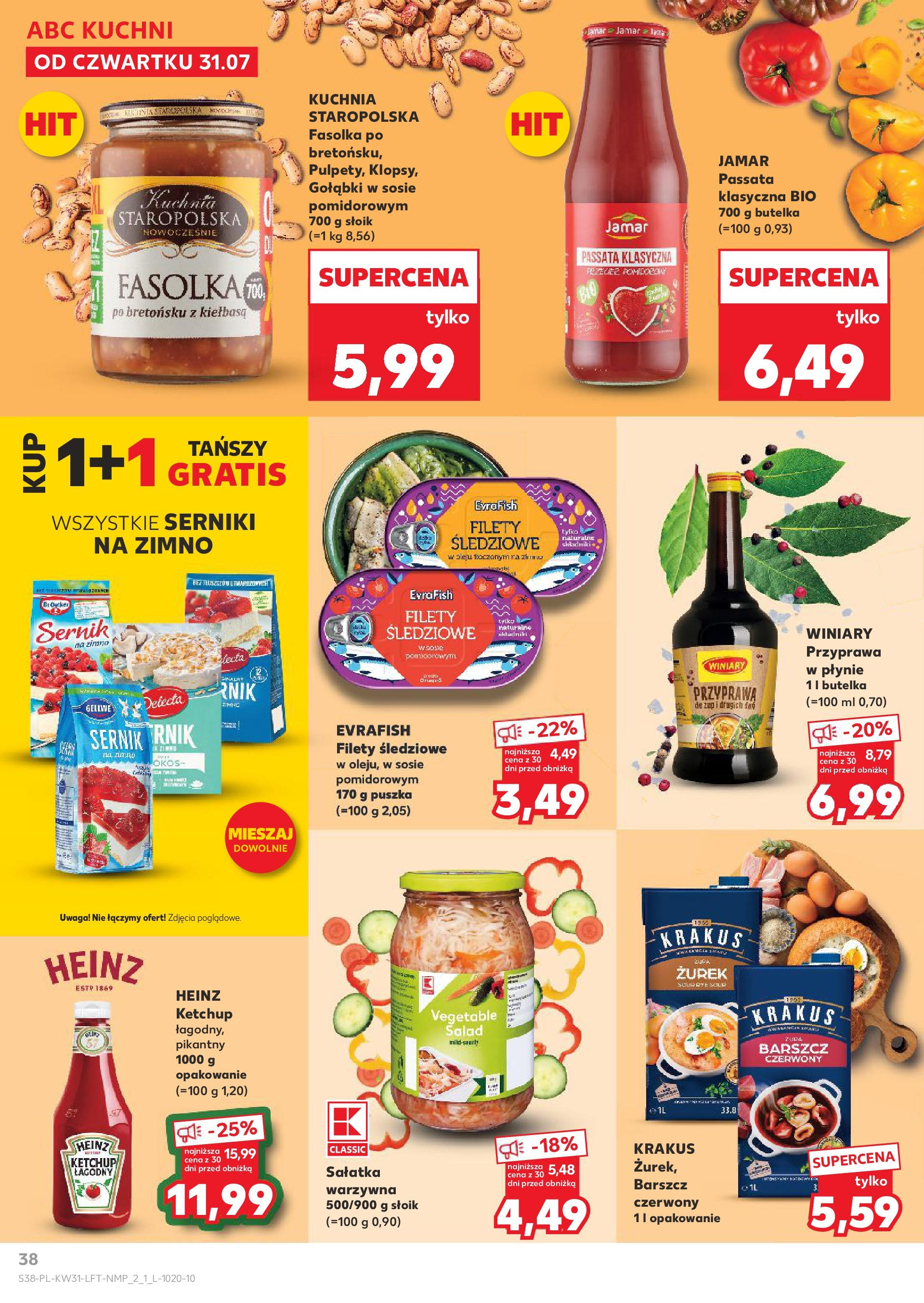Kaufland gazetka od 31.07.2025 - od jutra PDF | Strona: 38 | Produkty: Kiełbasa, Barszcz, Ketchup, Sałatka