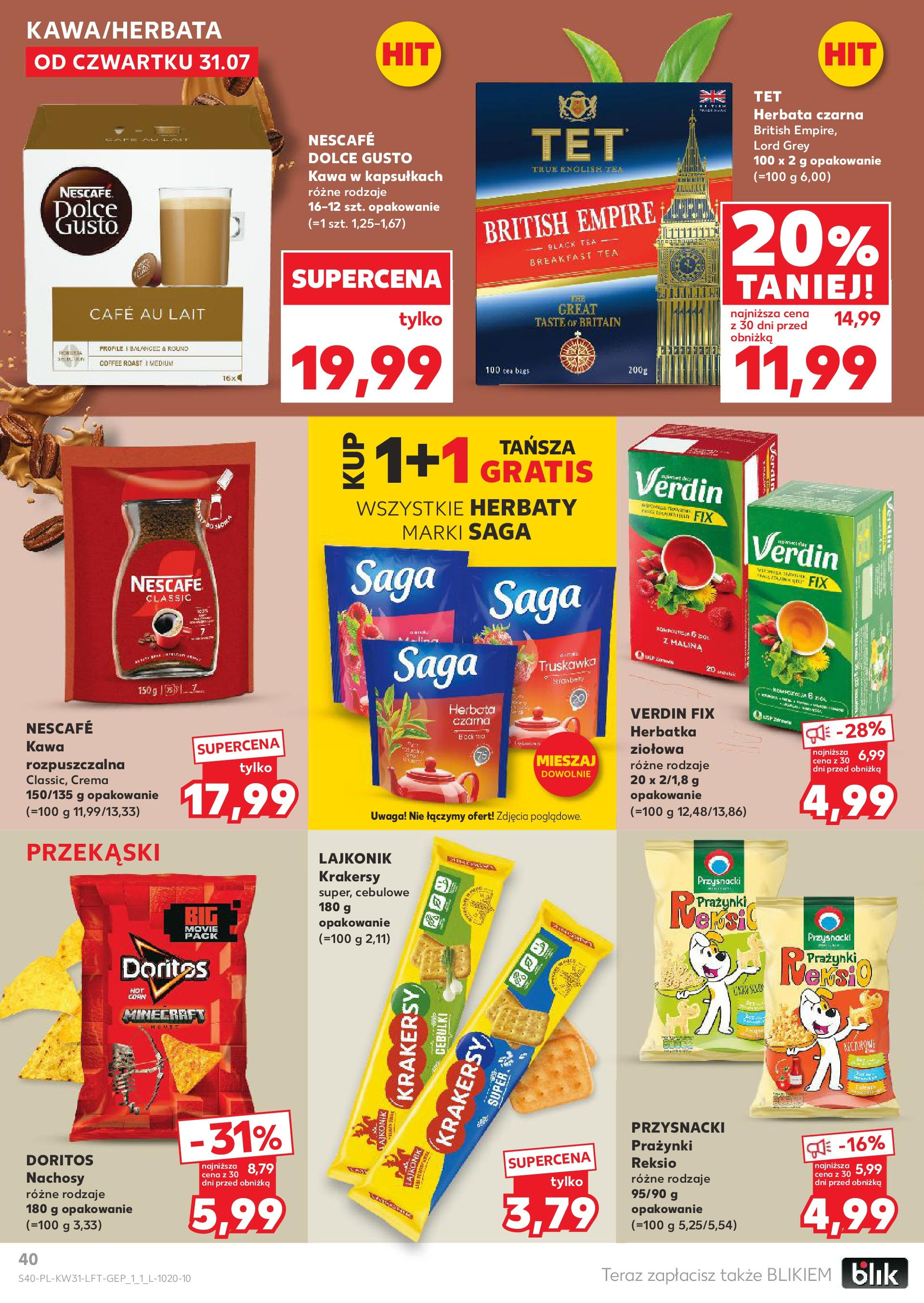 Kaufland gazetka od 31.07.2025 - od jutra PDF | Strona: 40 | Produkty: Nescafe, Dolce Gusto, Doritos, Kawa