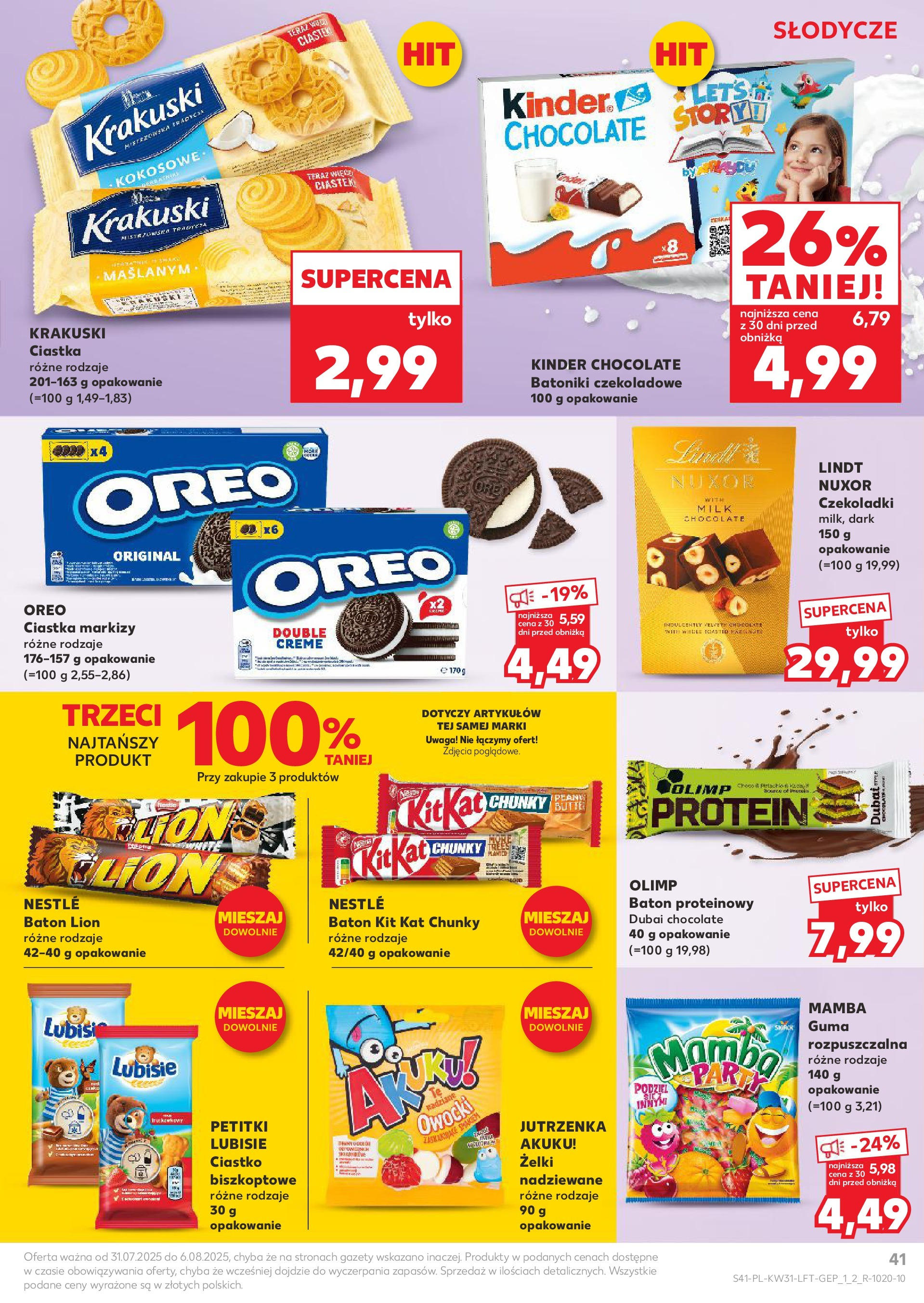 Kaufland gazetka od 31.07.2025 - od jutra PDF | Strona: 41 | Produkty: Czekoladki, Baton, Żelki, Ciastka