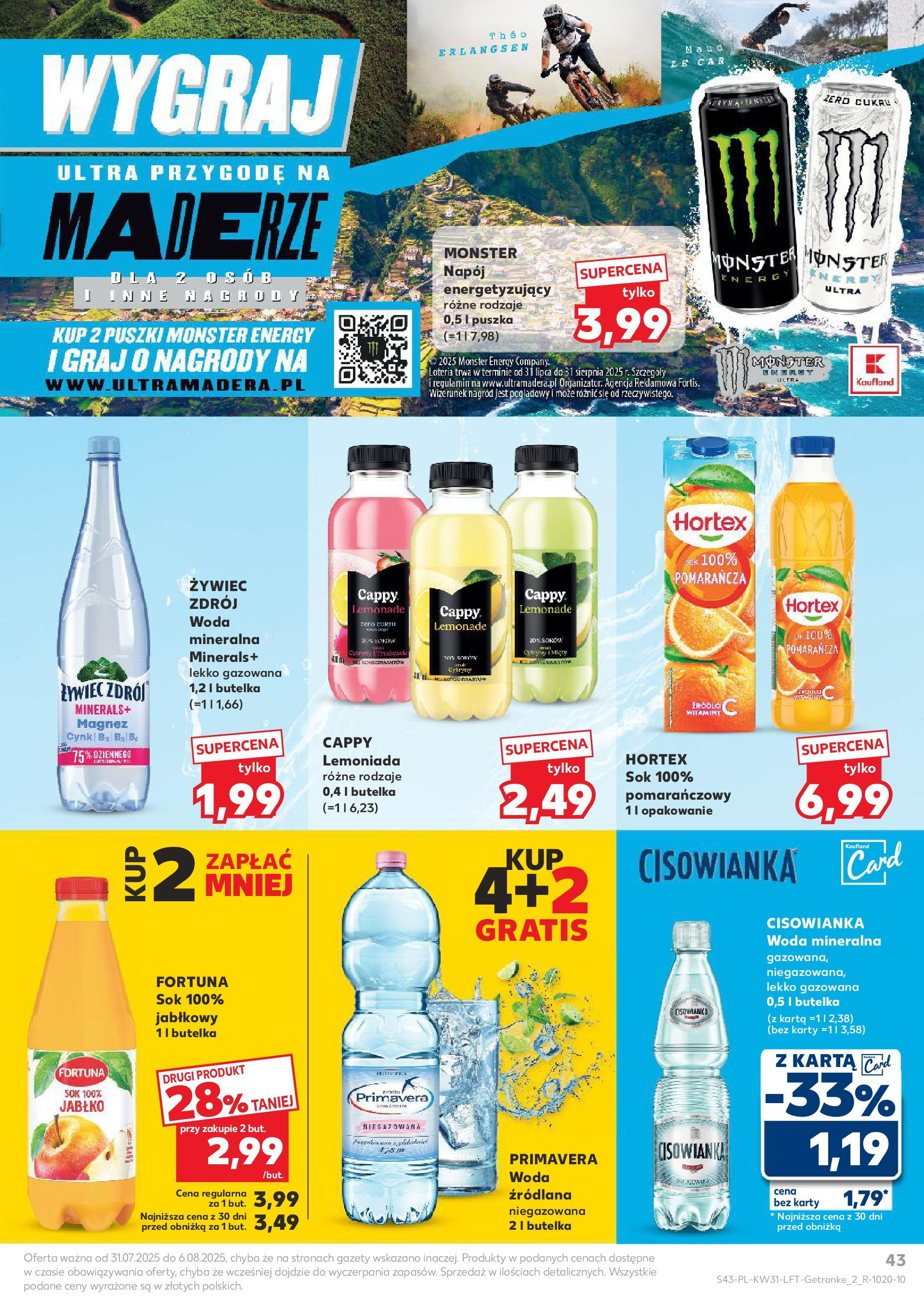 Kaufland gazetka od 31.07.2025 - od jutra PDF | Strona: 43 | Produkty: Karta, Cytryny, Sok, Woda