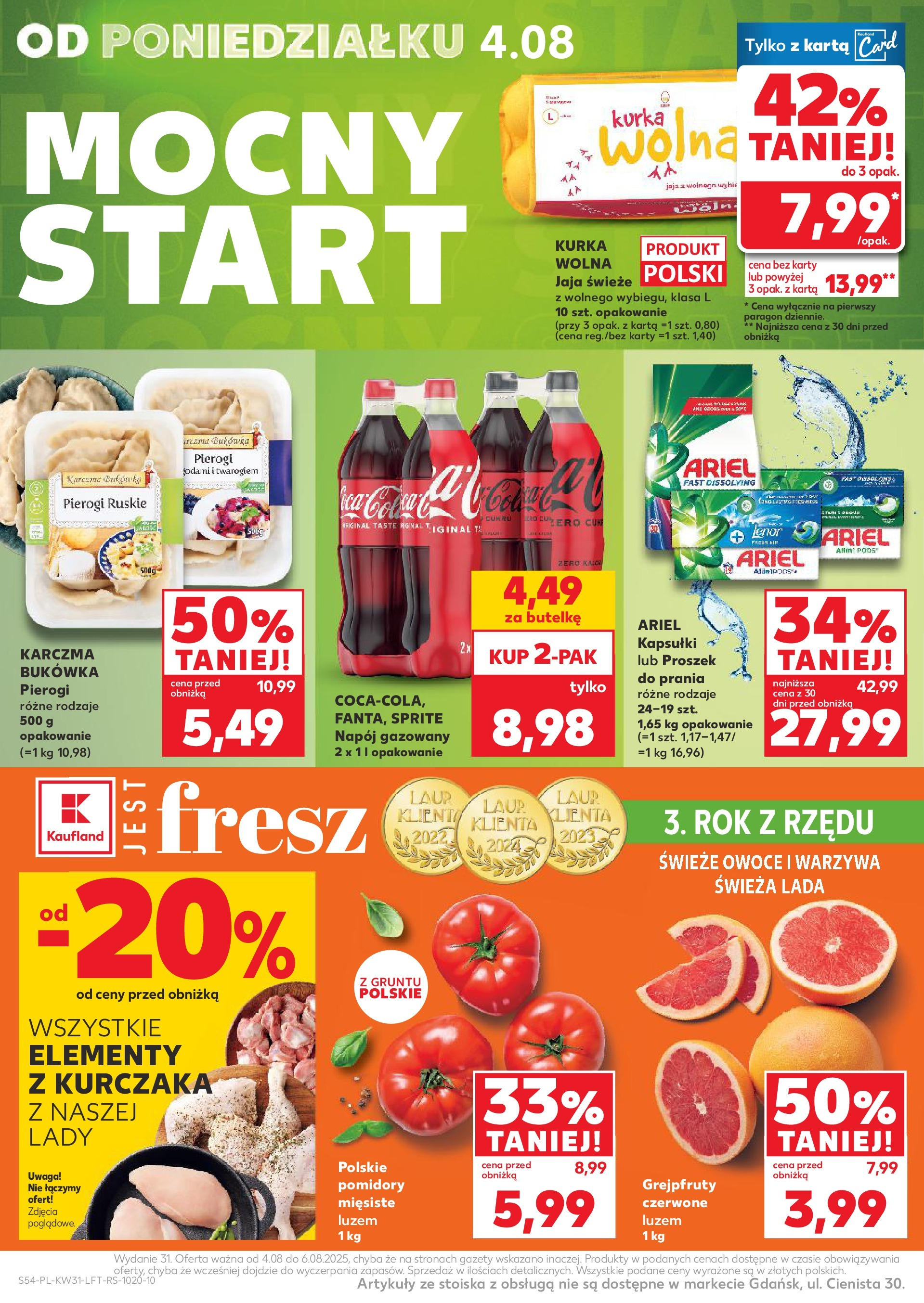 Kaufland gazetka od 31.07.2025 - od jutra PDF | Strona: 54 | Produkty: Pierogi, Sprite, Pomidory, Jaja