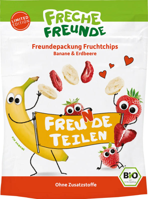 Freche Freunde Kindersnack Fruchtchips Banane & Erdbeere
