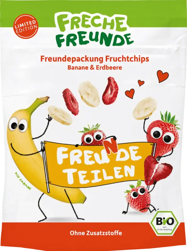 Freche Freunde Kindersnack Fruchtchips Banane & Erdbeere