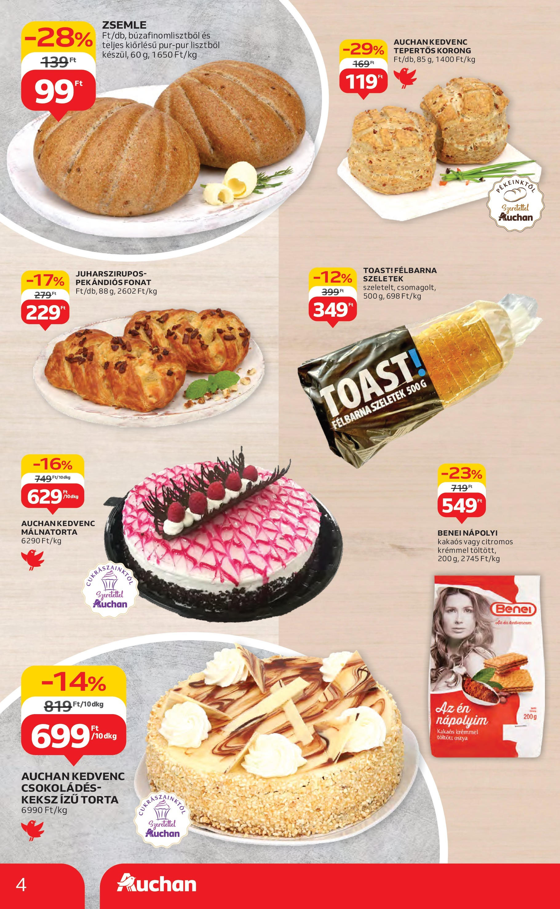 Akciós újság új Auchan - 2025.07.31. -tól/töl ⏳ | Oldal: 4 | Termékek: Torta, Zsemle, Keksz, Nápolyi Auchan Akciós újság - 2025.07.31. -tól/töl > akció, lapozható szórólap 🛍️ | Oldal: 4 | Termékek: Torta, Zsemle, Keksz, Nápolyi