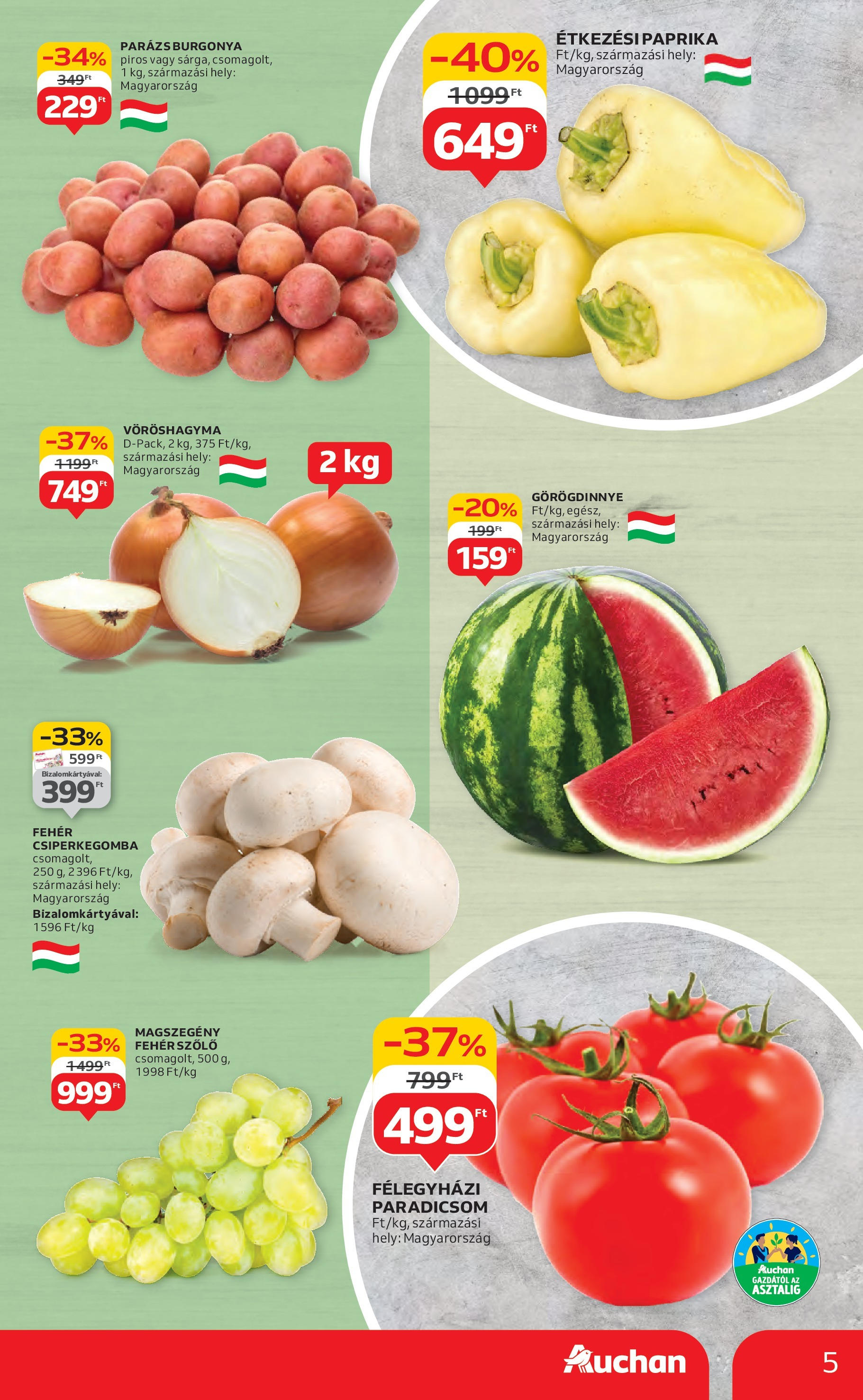 Akciós újság új Auchan - 2025.07.31. -tól/töl ⏳ | Oldal: 5 | Termékek: Görögdinnye, Szőlő, Csiperkegomba, Vöröshagyma Auchan Akciós újság - 2025.07.31. -tól/töl > akció, lapozható szórólap 🛍️ | Oldal: 5 | Termékek: Görögdinnye, Szőlő, Csiperkegomba, Vöröshagyma