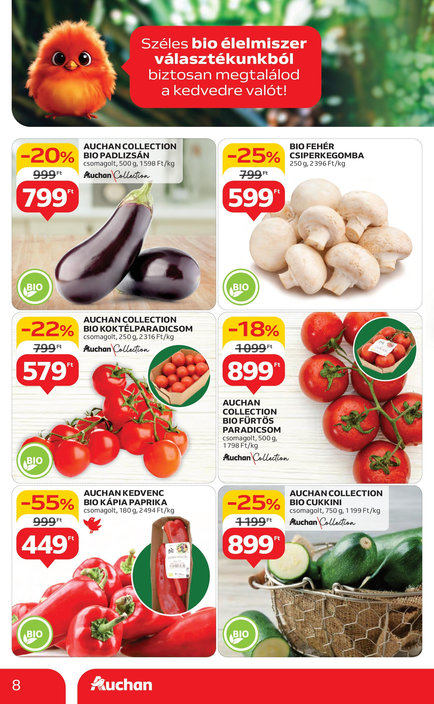 Akciós újság új Auchan - 2025.07.31. -tól/töl ⏳ | Oldal: 8 | Termékek: Padlizsán, Cukkini, Koktélparadicsom, Kápia paprika Auchan Akciós újság - 2025.07.31. -tól/töl > akció, lapozható szórólap 🛍️ | Oldal: 8 | Termékek: Padlizsán, Cukkini, Koktélparadicsom, Kápia paprika
