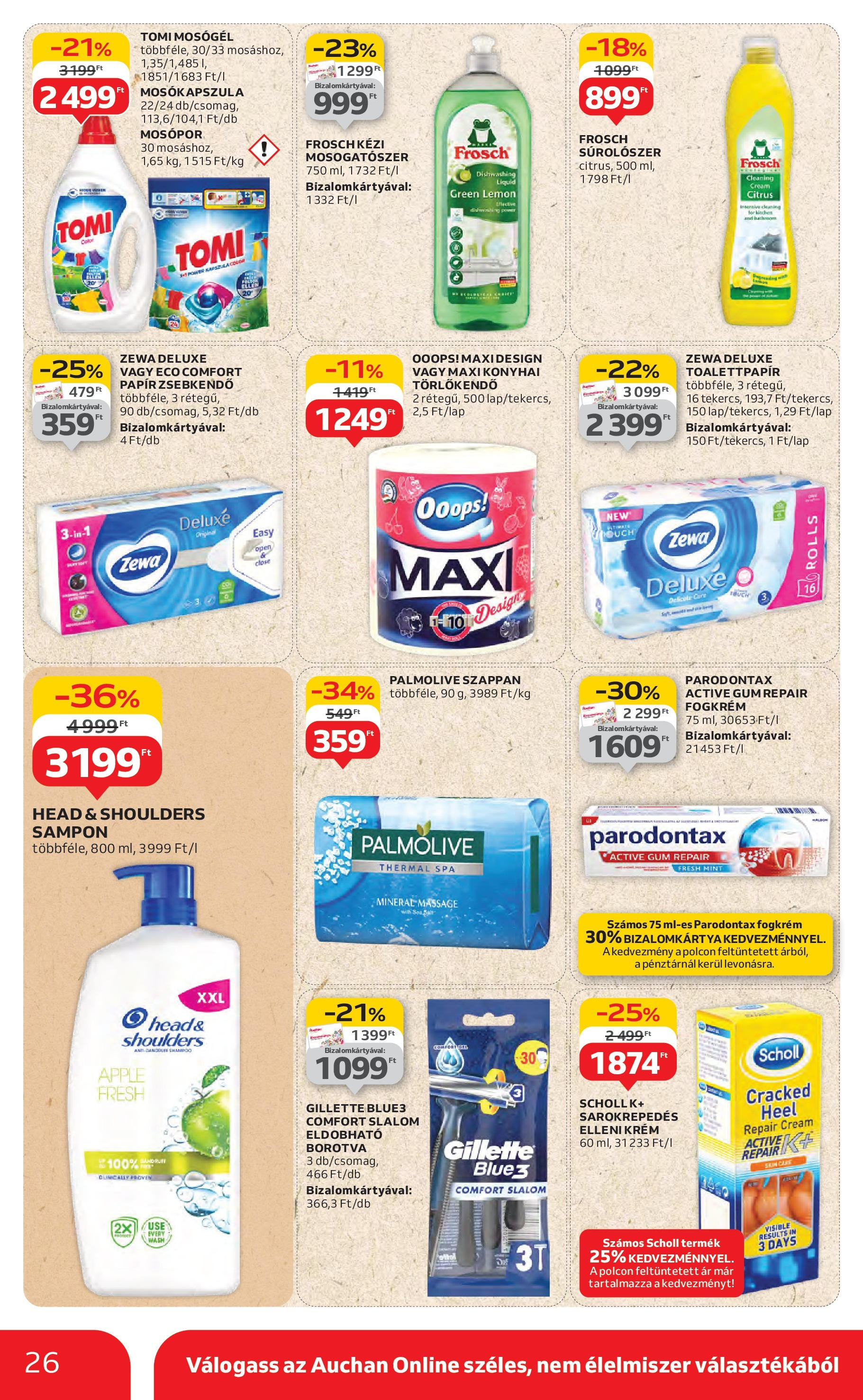 Akciós újság új Auchan - 2025.07.31. -tól/töl ⏳ | Oldal: 26 | Termékek: Borotva, Sampon, Fogkrém, Mosópor Auchan Akciós újság - 2025.07.31. -tól/töl > akció, lapozható szórólap 🛍️ | Oldal: 26 | Termékek: Borotva, Sampon, Fogkrém, Mosópor