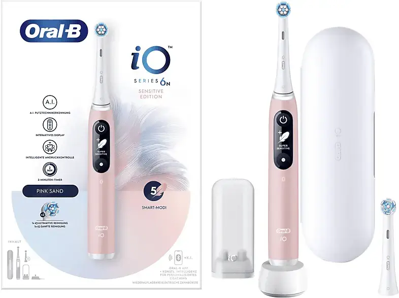 Oral-B iO Series 6 mit Reiseetui Elektrische Zahnbürste Pink Sand