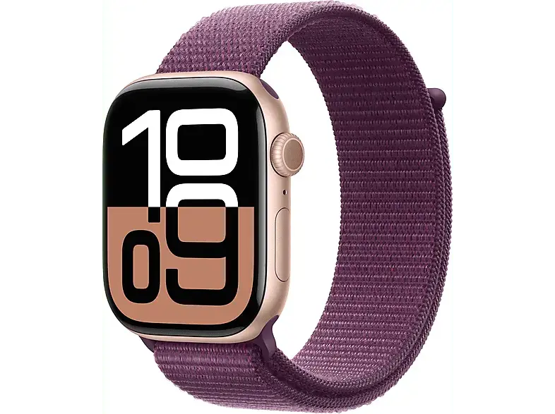 Apple Watch Series 10 GPS 46mm Aluminiumgeh&auml;use, Sport Loop Armband, Rose Gold; Smartwatch