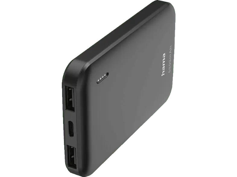 HAMA 201707 Power Pack "Pocket 5" Powerbank, 5000mAh, 2x USB-A, Anthrazit