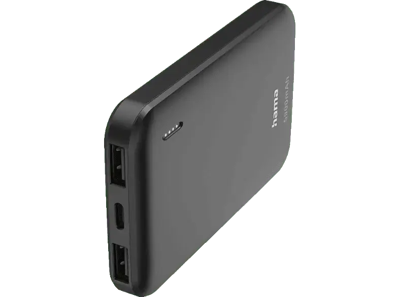 HAMA 201707 Power Pack "Pocket 5" Powerbank, 5000mAh, 2x USB-A, Anthrazit