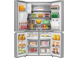 Hisense RQ760N4SASE Cross Door Side by Side, Kühl- und Gefrierkombination (584 l, E, 1785 mm hoch, No Frost (verminderte Eisbildung), Edelstahl-Optik)