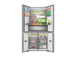 Hisense RQ5P605NSVE French Door, Kühl- und Gefrierkombination (591 l, E, 1900 mm hoch, No Frost (verminderte Eisbildung), Schwarzes Glas)