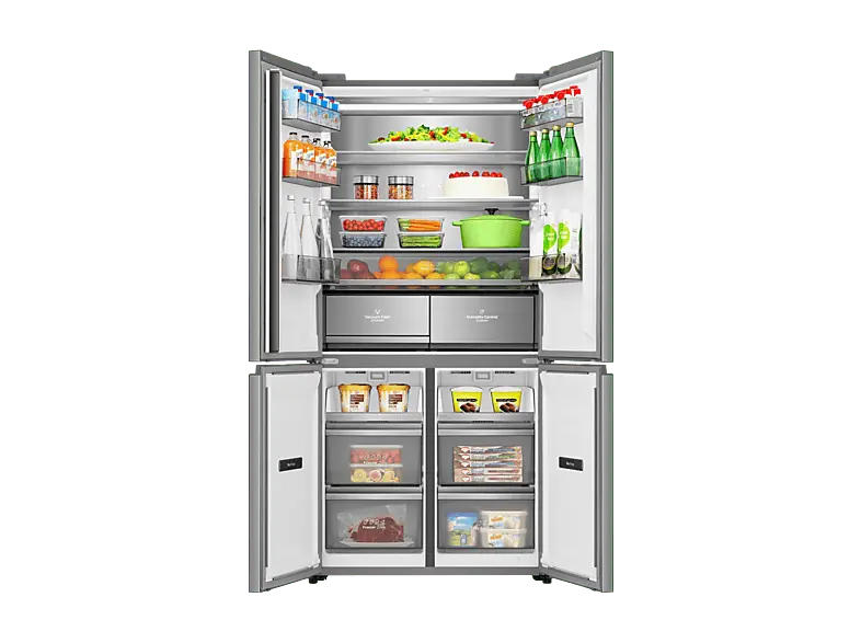 Hisense RQ5P605NSVE French Door, Kühl- und Gefrierkombination (591 l, E, 1900 mm hoch, No Frost (verminderte Eisbildung), Schwarzes Glas)