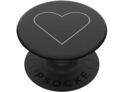 Popsockets Phone Grip & Stand, Austauschbar - White Heart Black; Zusammenklappbarer Griff