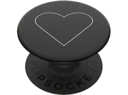Popsockets Phone Grip & Stand, Austauschbar - White Heart Black; Zusammenklappbarer Griff