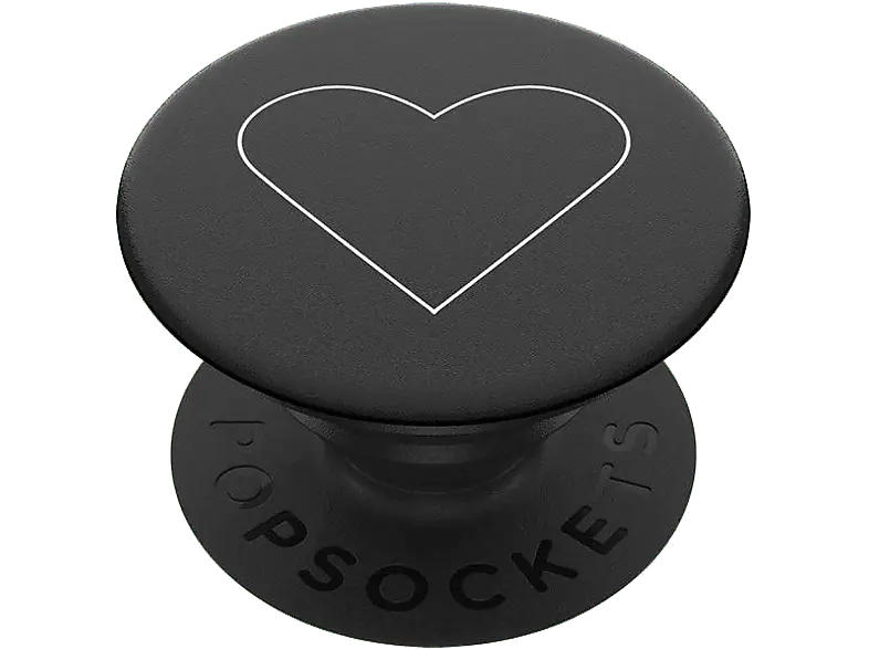 Popsockets Phone Grip & Stand, Austauschbar - White Heart Black; Zusammenklappbarer Griff