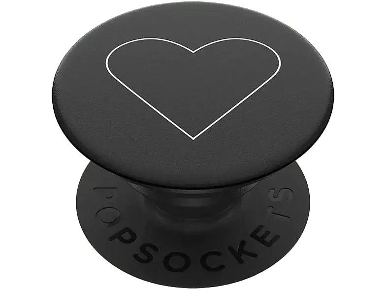 Popsockets Phone Grip & Stand, Austauschbar - White Heart Black; Zusammenklappbarer Griff