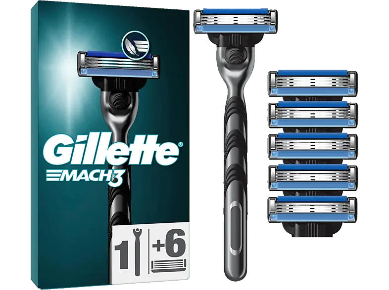 Gillette Mach3 Systemklingen 6er + Handstück; Rasierer