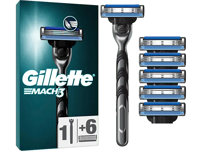 Gillette Mach3 Systemklingen 6er + Handstück; Rasierer