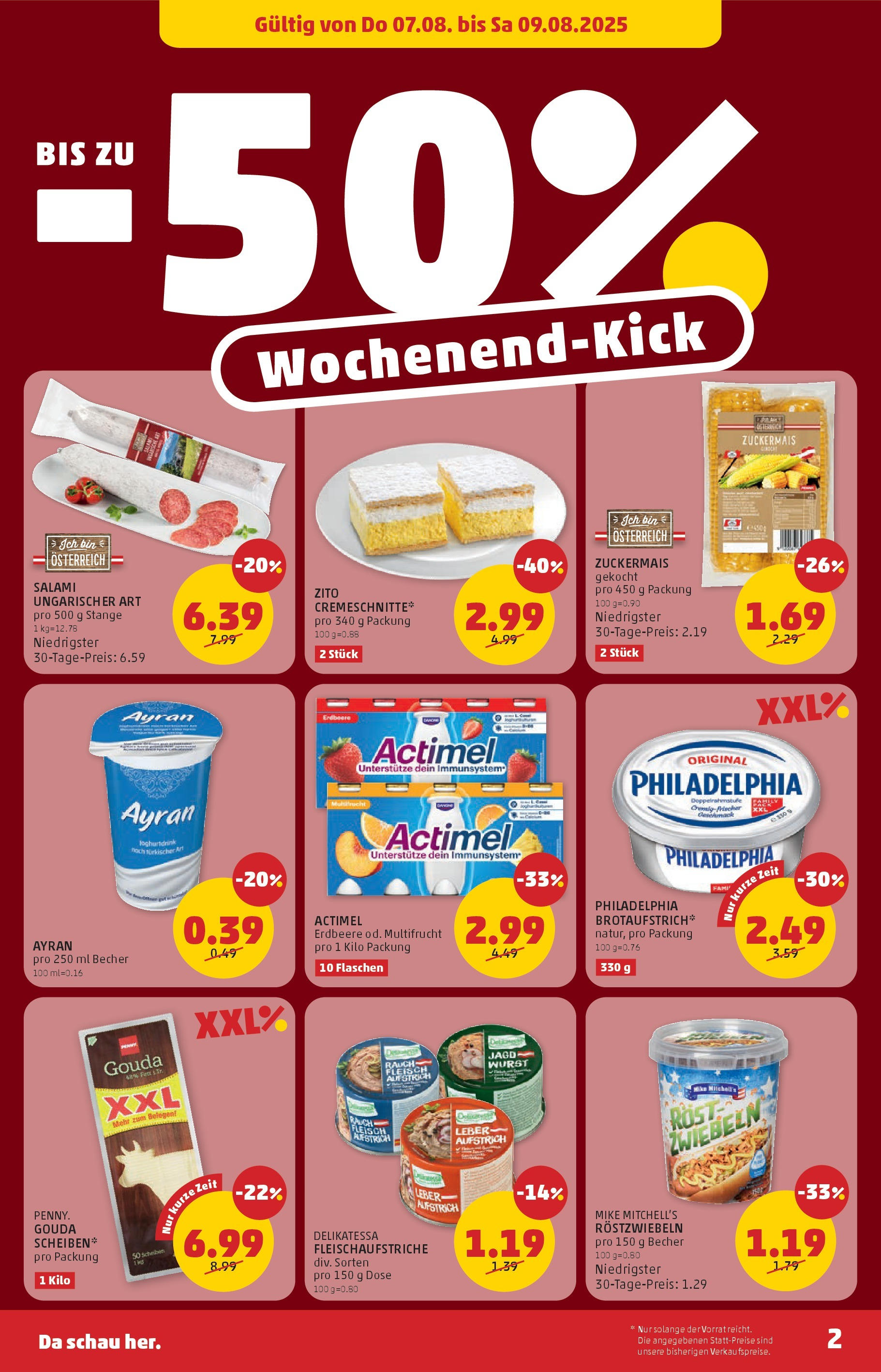 Penny Markt Flugblatt ab (07.08.2025) || Angebote, Prospekt | Seite: 2 | Produkte: Wurst, Salami Penny Markt Flugblatt ab (07.08.2025) - Angebote, Prospekt | Seite: 2 | Produkte: Wurst, Salami